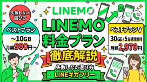 LINEMOの料金プラン徹底解説:ベストプラン(〜10GB・月額990円〜)とベストプランV(30GB+5分通話無料・月額2,970円)の違いと失敗しない選び方の比較イラスト
