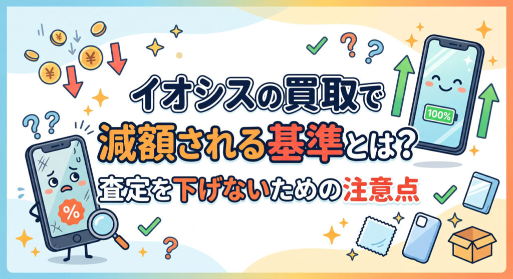 イオシスのスマホ買取で減額される主な基準と査定額を下げないための注意点を解説した見出し画像